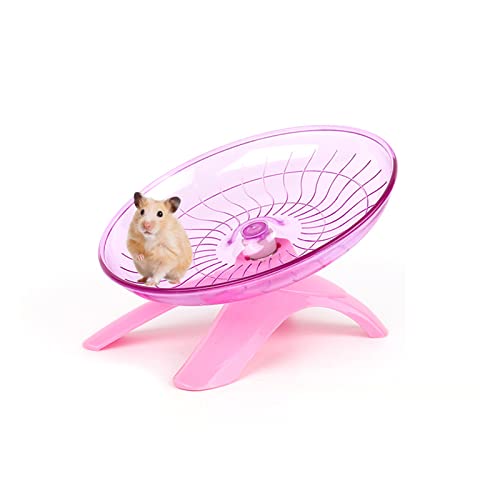 Silent Hamster Wheel 7 Inch Exercise Wheel for Syrian Hamsters Hamster Flying Saucer Quiet Spinner Running Wheel for Gerbil Chinchilla Guinea Pig Mice Hedgehog Small Animals (Pink)