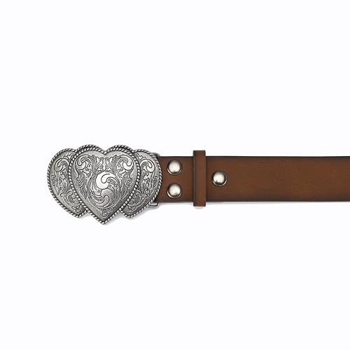 Women Western Leather Belt Ladies Cowgirl Leather Belt Vintage Medieval Heart Buckle Belt4