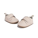 HsdsBebe Zapatos Oxford de piel sintética con suela de goma suave antideslizante para niños y niñas, botines para caminar, mocasines, B/Beige, 12-18 Months Toddler