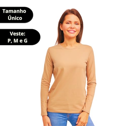 Blusa Segunda Pele Feminina Termica Flanelada Pelucia Manga Longa (BR, Alfa, Único, Regular, Nude)