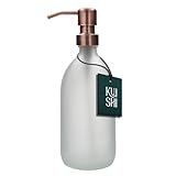 Kuishi Matt Glas Weiß Seifenspender Pumpflasche [500ml, Bronze], Glasflasche Seifenspender mit...