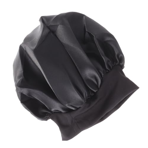 NUSITOU Gorro de Dormir Tela Delicada para Cuidado del Cabello Negro Banda Ancha y Alta Elasticidad Lavable Irritación para Uso