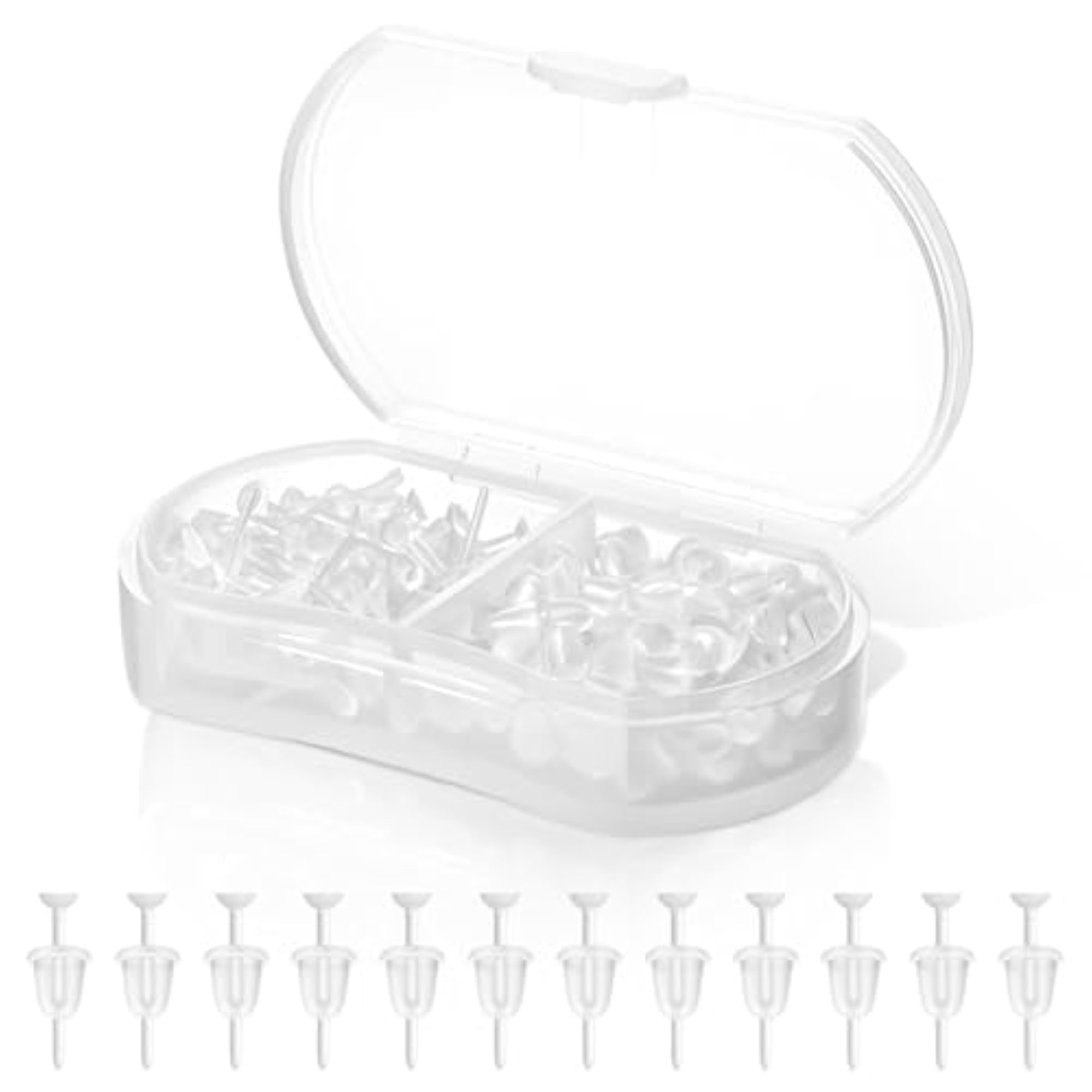 100Pcs Clear Plastic Piercing Retainers with Rubber Back