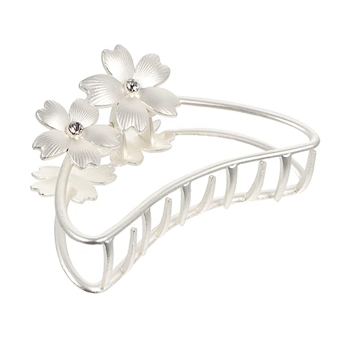 SHERCHPRY Clip de flor de aleación apretones Abrazadera mandíbula peinar el cabello hair clips horquillas moño Espíritu deportivos garras de pelo de baño Clips de cabello de metal Silver