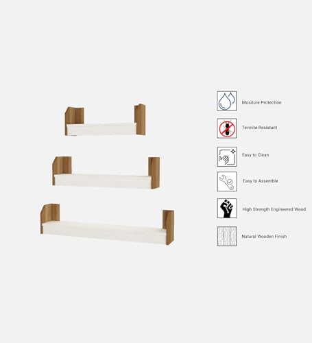 Image of REMI Multipurpose Modular Wall Racks /Shelves /Organiser /Decor Particle Board Wall Shelf (Number of Shelves - 3, Beige, White)
