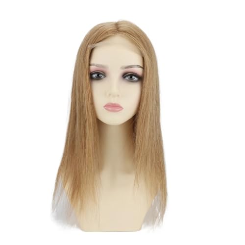 # 27 miodowy blond ludzki włos topper dla kobiet, 6 x 6 cali podstawowa koronkowa peruka z przodu naturalny wygląd