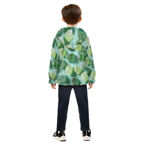 Green Jelly Candies Girls Fleece Jacket Girls Fall Jacket Girls Zip Up Hoodie Girls Sherpa Jacket 2-10T4