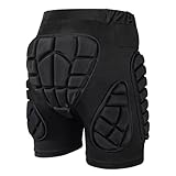 OHMOTOR 3D Padded Protective Shorts Hip Butt EVA Pad Short Pants Heavy Duty Protective Gear Guard Drop Resistance for Ski Skiing Skating Snowboard Cycling (Black, M)
