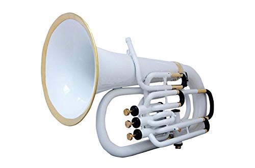 SAI MUSICAL - Válvula de 4 válvulas de EUPHONIUM de color blanco + pulido de latón con funda
