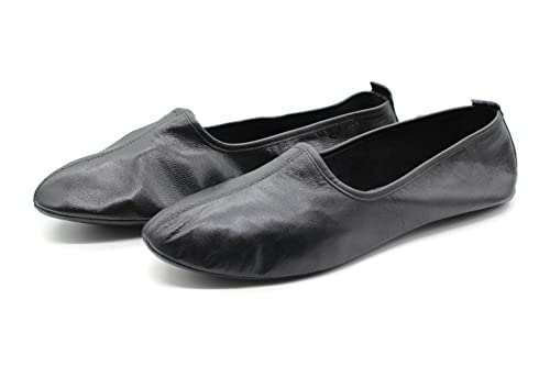 Women's Indoor Leather Slippers Black Traditional Babouche House Shoes Moccasin2