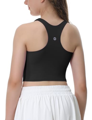 Ewedoos Girls Tank Tops Double Lined Crop Tops for Kids Sleeveless High Neck Racerback Dance Tops for Girls Athletic2