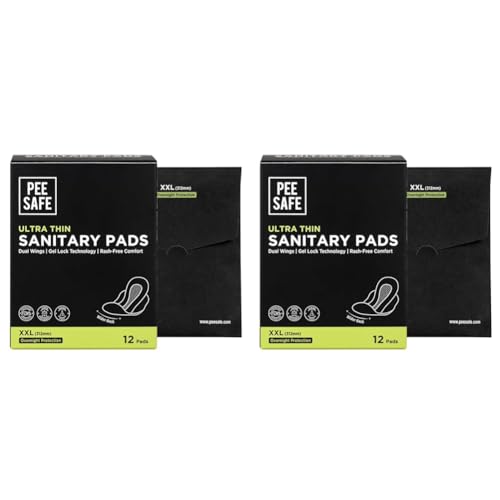 Image of PEESAFE Ultra Thin Sanitary Pads For Women | 12 Pads For Rash Free Periods | Cottony Soft Sanitary Napkins For Ultra Comfort | Dual Wings | Toxin Free | Extra Long | Unscented (Pack Of 2)