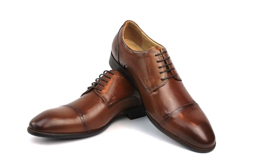 Men's Exclusive Genuine Leather Cap Toe Lace Up Oxfords Dress Shoes3