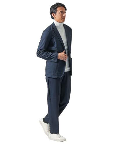 [MENZ-STYLE] マネキン買い メンズ 30代 40代 50代 冬 セットアップ メンズファッション冬セット ジャケット 裏起毛 (ネイビー, L)