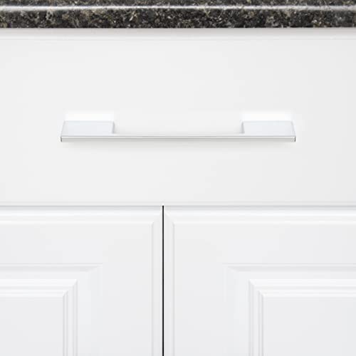 Image of South Main Hardware Wide Modern Die Cast Cabinet Drawer Pull Handle, 6.3 inch Center to Center Hole Spacing, Polished Chrome, Mounting Hardware Included, 10-Pack