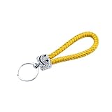 NLYNX Porte-clés en cuir avec motif de chat gonflé et pompon mignon pour clés de voiture, sac, pendentif pour femme, jaune, taille unique