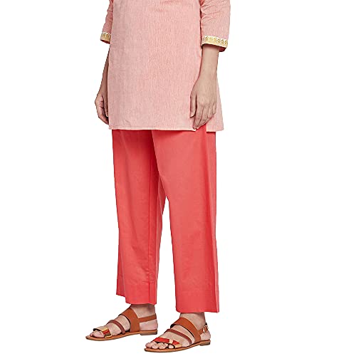 Image of GO COLORS Women Blue Stripe Cotton Wide Pants