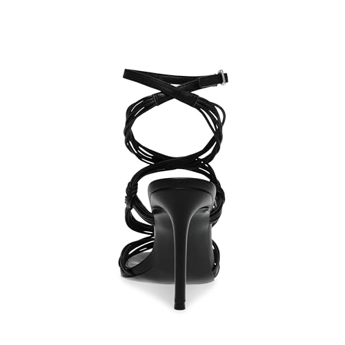 Steve Madden Steve Madden Women's Lele Heeled Sandal, Black Leather, 8
