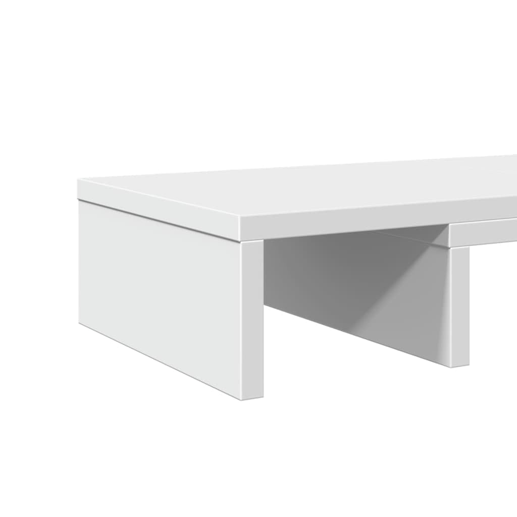 Supporto per monitor regolabile bianco, 80 x 24 x 10,5 cm, in legno per postazione di lavoro ergonomica, regolabile in altezza, con spazio portaoggetti, adatto per due monitor, ideale per