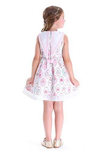 Bow Dream Girls Sleeveless Vintage Casual Dress Pleated Ice Cream Print 8 Year #TOP4