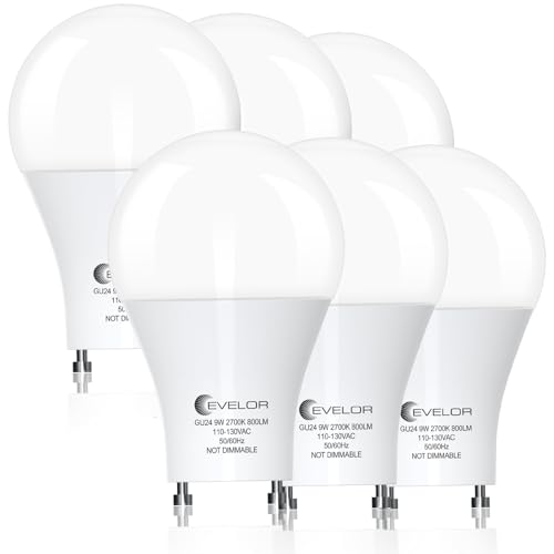 evelor GU24 LED Light Bulb,60 Watt Equivalent Soft White 2700K,Non-Dimmable,Efficient