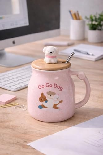 Image of Coffee Mug, Gift for Woman, Birthday Present for Girlfriend, Present for Wife Birthday, Mugs for Present, Holi Gifts, Panda Mug with Lid & Spoon (GO GO Day)
