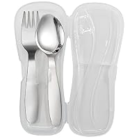 VANRA 2 Stück Kinder Gabel Löffel Set mit Reiseetui für Lunch Box, 18/8 Edelstahl Kinderbesteck Besteck Set Kinder Utensil Set für die Schule, 15cm (Gabel Löffel) – Ansicht 7