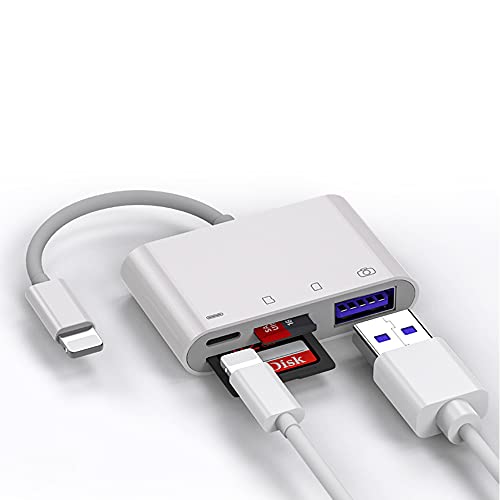 Lecteur de cartes SD, adaptateur Quatre en un, adaptateur pour lecteur de carte TF avec port de charge, interface USB 3.0 peut être connecté à un téléphone portable/appareil photo/clavier/souris Cover