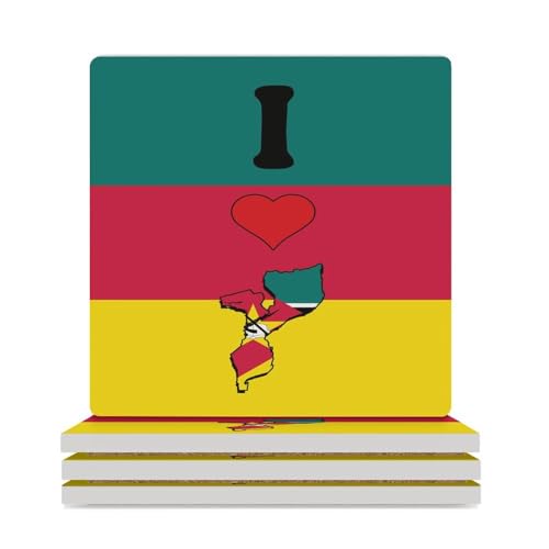 Lot de 4 sous-verres carrés en céramique Mozambique absorbants pour table basse, adaptés pour les types de tasses