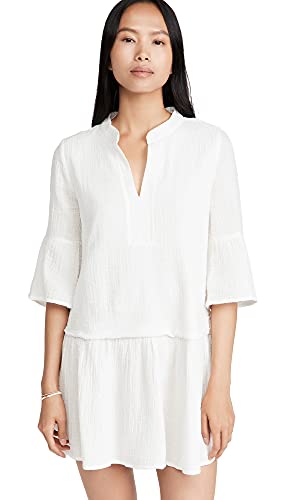 Monrow Women's Easy Mini Dress, Natural, White, L #TOP24