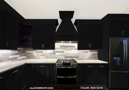 ALL-IN-ONE Paint, Iron Gate (black), Quart - Durable cabinet and furniture paint. Built in primer and top coat, no sanding needed. Includes our 30 featured color card.