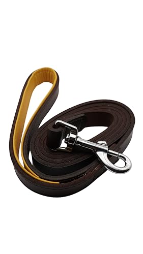 My Canine USA Leather Dog Leash - Great for Training - All Leather Lead- Dog Walking for Life (Brown)