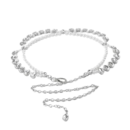 Multi-layer Waist Chain Dress Tassel Hundred Decoration Belt Pearls(Clear)