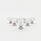 YEMCHI 6 Pack Crystal Cabinet Knobs Brushed Nickel, Clear 30MM Diamond Glass Decorative Pull Handles for Dresser Drawers, Modern Kitchen Bathroom Furniture Hardware (Nickel Base, Small)