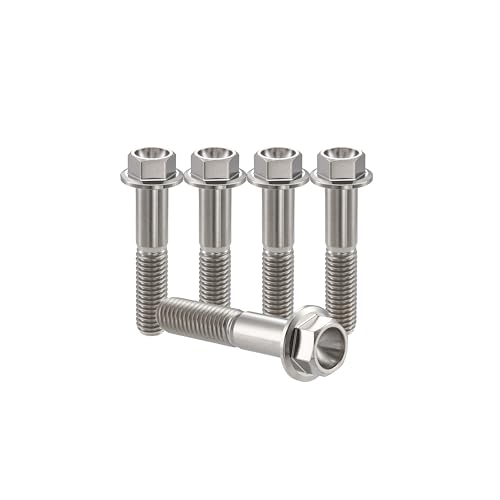 Image of Rison Titanium Bolts Flanged Hex Head Bolt M6x1.0x25mm 6AL4V Aerospace Grade Ti Bolt Original Color Titanium Screw for Motorcycle Car Modification Pack of 5