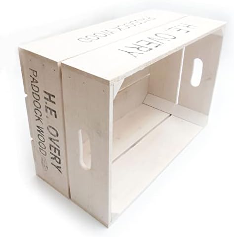 Jones & Grey A Large White Wash Vintage Style Rustic Wooden Apple Fruit Crate Bushel Box Storage