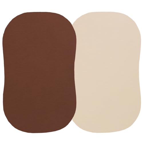 Image of 100% Organic Cotton Bassinet Sheets Compatiable with Halo Bassinest Swivel Sleeper, Jersey Knit Fitted Sheets for Baby Boys and Girls, 2 Pack, Pale Yellow and Brown