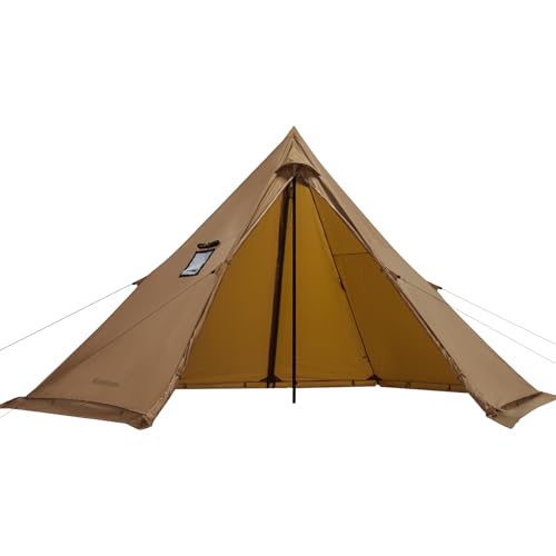 Hot Tent with Stove Jack, 2-4 Person 4 Season 7lb Lightweight Tipi Tent for Camping, Waterproof Windproof Winter Tent, 6.9ft Standing Height Teepee Tent for Camping, Hiking, Hunting & Backpacking