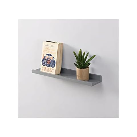 spot on dealz® Floating Shelves Set of 2 Wooden Grey Shelf Wall Bookshelves Bookshelf Shelves for Bedroom Living Room Kitchen Decorative Furniture Display Shelving Cover
