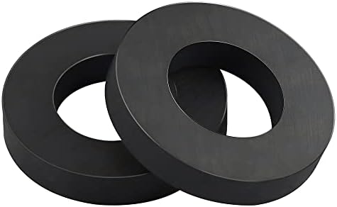 LMCMMAG Ferrite Ring Magnet - OD2.35" x ID1.25" x 10mm,Grade 12 Heavy Duty Ceramic Magnets for Industry Science,Crafts and Hobbies - 2PCS
