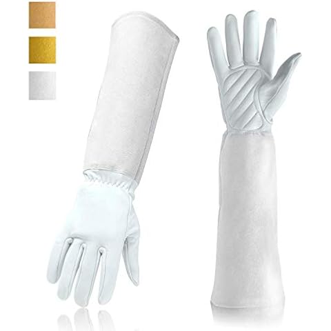 Gardening Gloves Professional Rose Pruning Thorn & Cut Proof with Long Forearm Protection for Women/Men Durable Thick Cowhide Leather Work Garden Gloves Cover