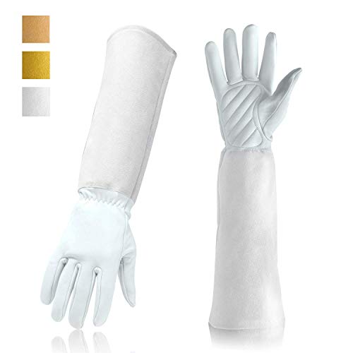 Guantes de jardinería profesionales para podar rosas a prueba de cortes y cortes con protección de antebrazo largo para mujeres/hombres, guantes de trabajo de cuero de vaca grueso, duraderos Cover