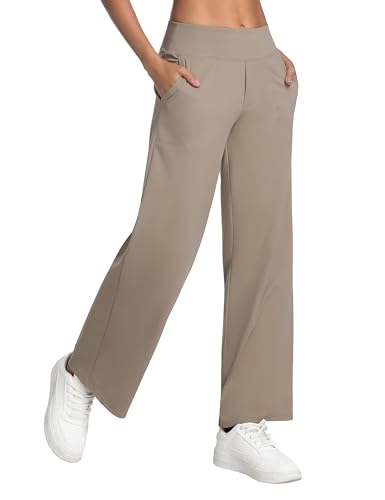 Image of BUBBLELIME Women High Waist Wide Legs Yoga Pants Loose Sweatpants Pockets | 29 inch /31 inch /33 inch /35 inch /37 inchInseam,2 Styles / Dress /Basic,Lounge,Comfy,Stretch Casual Work