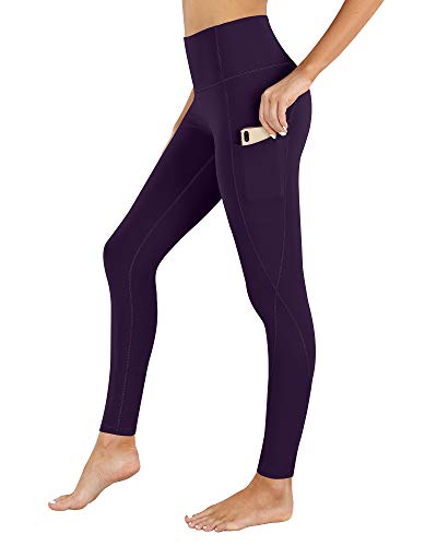 PHISOCKAT High Waist Yoga Pants Women with Pockets, Leggings for Women Tummy Control, Workout Leggings Purple