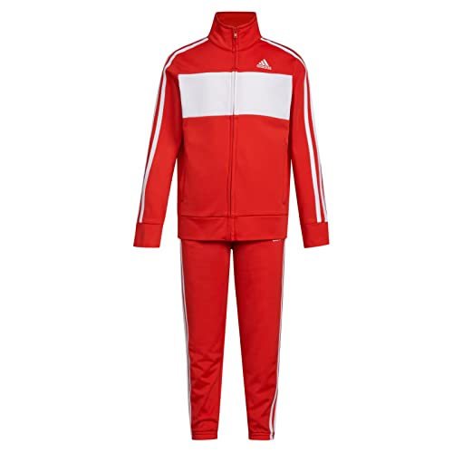 adidas Boys' Little Tricot Jacket & Pant Clothing Set, Essential Tricot Vivid Red, 3T3
