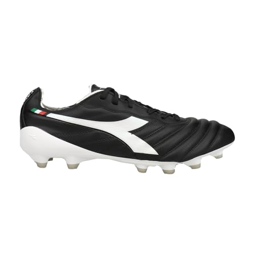 Diadora Brasil Elite 2 Tech ITA LPX Firm Ground Cleats (Black/White, us_Footwear_Size_System, Adult, Men, Numeric, Medium, Numeric_10)