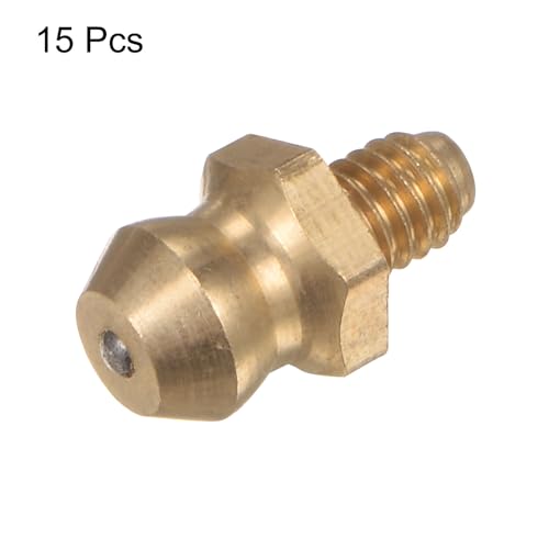 Image of HARFINGTON 15pcs Brass Straight Grease Fitting M4x0.7mm Metric Thread Hydraulic Grease Nipple Accessories for Car