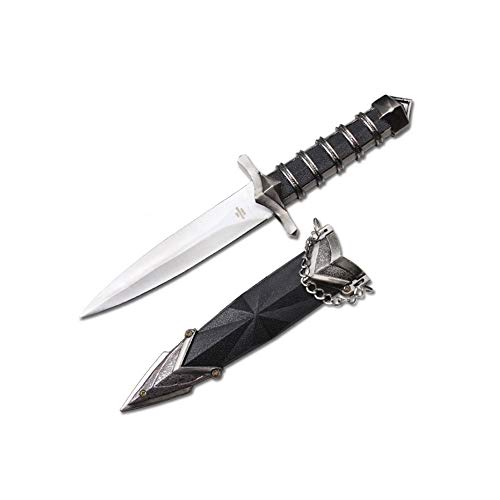 USA TRADE ONLINE Assassins Dagger - Medieval Short Sword - Renaissance Athame Knife with Hard Scabbard Black, Small