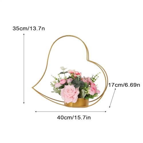 Paniers de fleurs en fer en forme de cœur : Décoration de table stable - 6