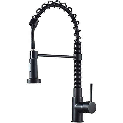 Robinet de cuisine noir mat pivotant 360° avec mitigeur eau chaude et froide en laiton